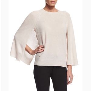Halston Heritage Cashmere Cape-Sleeve Sweater. L
